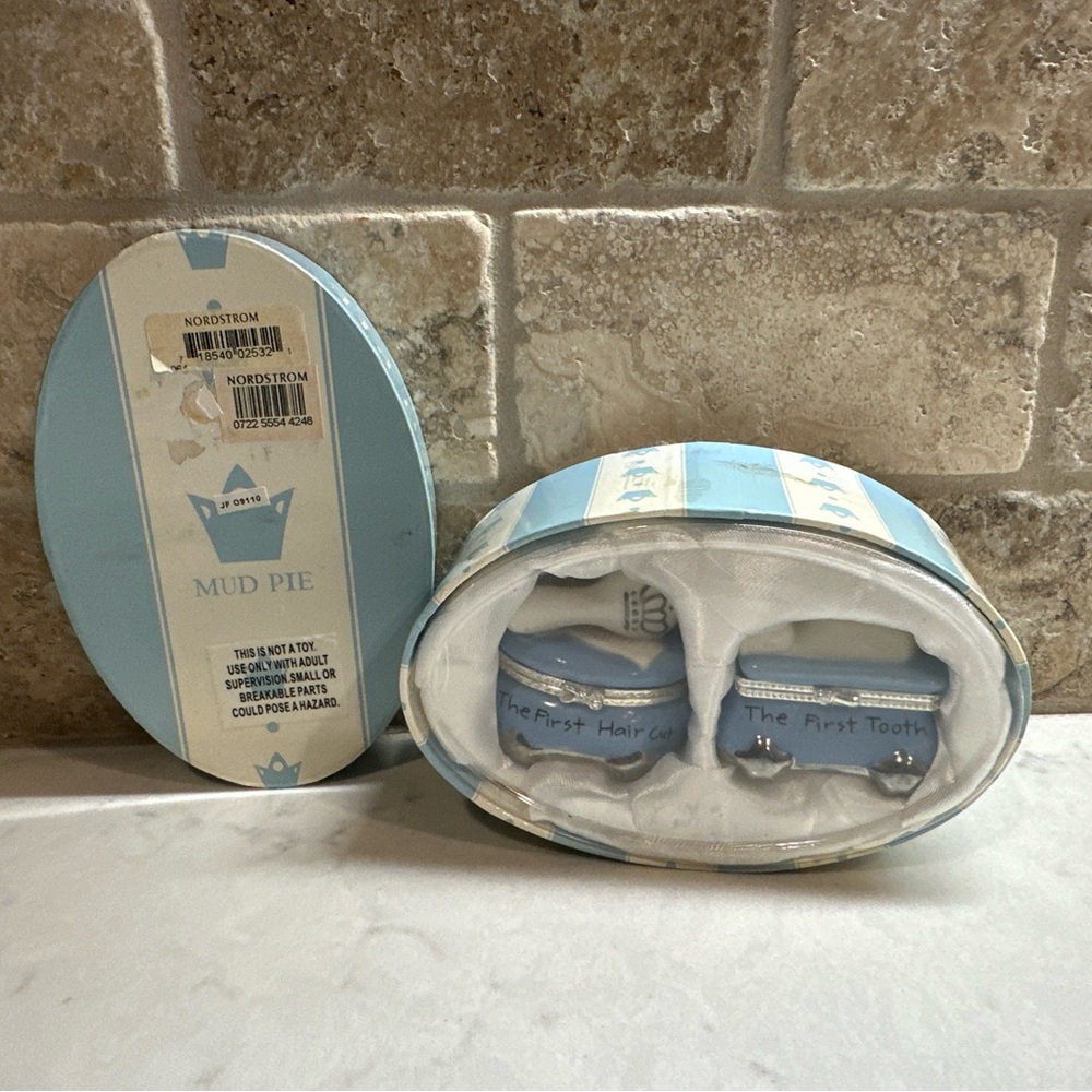 Mud Pie Blue and White Keepsake Set